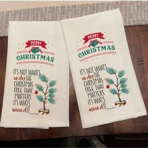 Christmas Kitchen Dish Towel Teal Towel Size 28x28 Flour Sack 100% Cotton